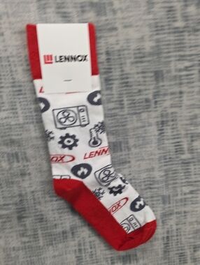 Lenox White/Red  Socks with and Grey HVAC Icons